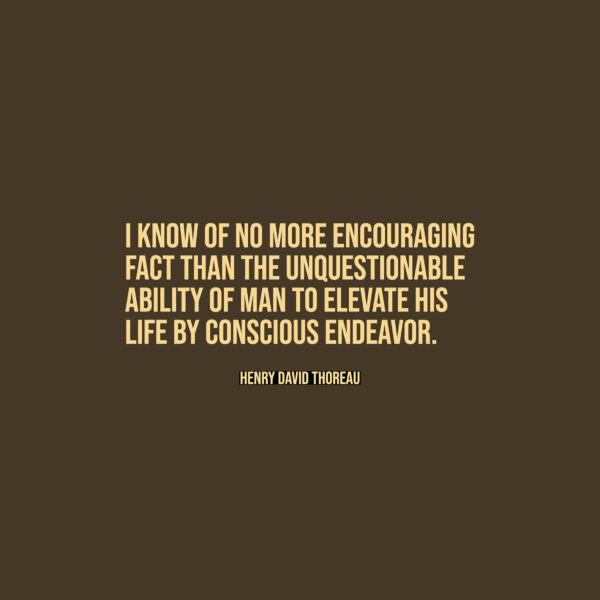 I know of no more encouraging fact than the unquestionable ability of man to elevate his life by conscious endeavor. — Henry David Thoreau